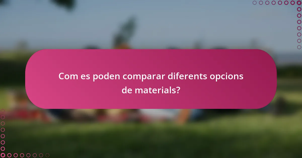 Com es poden comparar diferents opcions de materials?
