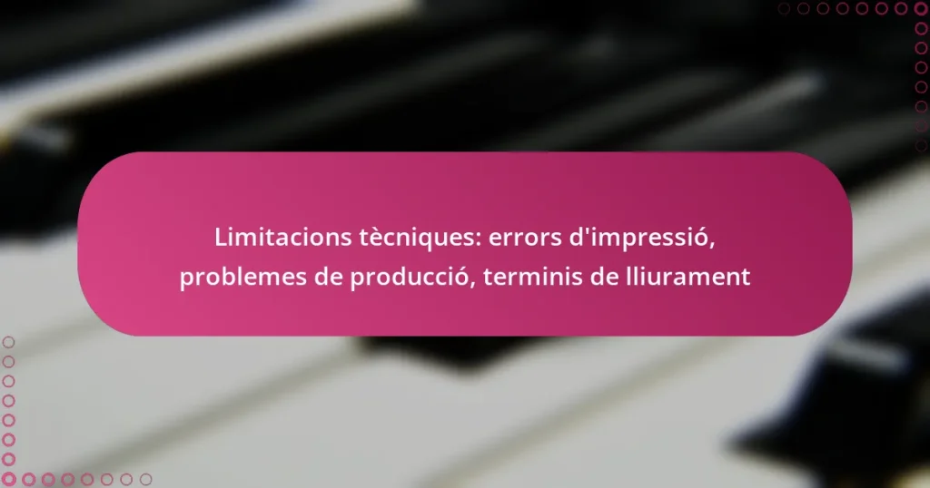 Limitacions tècniques: errors d’impressió, problemes de producció, terminis de lliurament