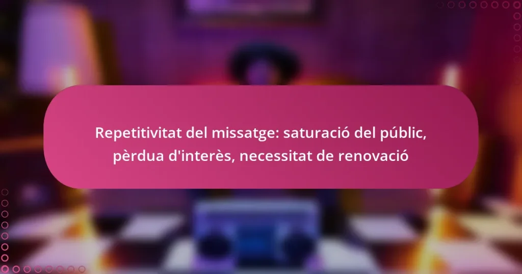 Repetitivitat del missatge: saturació del públic, pèrdua d’interès, necessitat de renovació