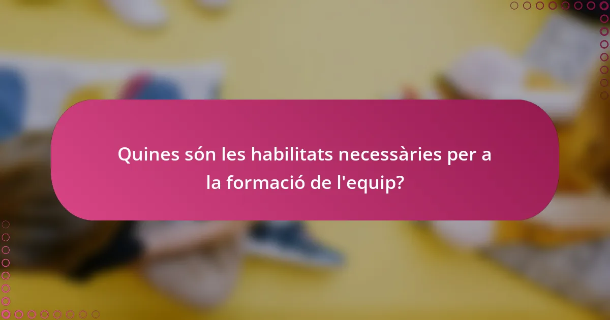Quines són les habilitats necessàries per a la formació de l'equip?