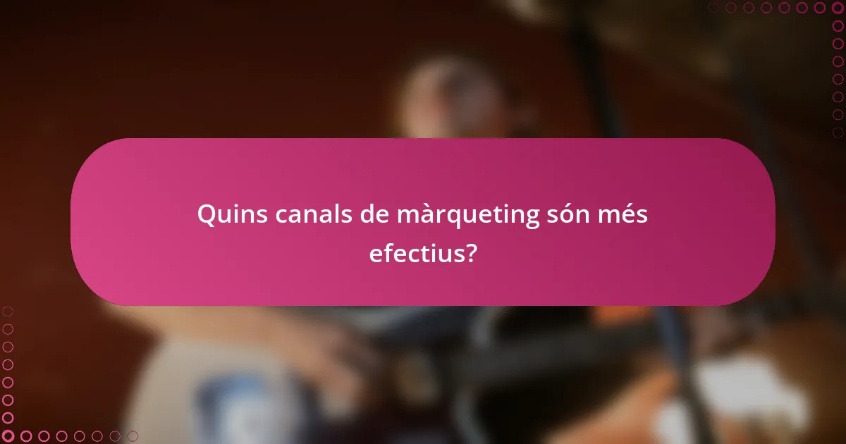 Quins canals de màrqueting són més efectius?