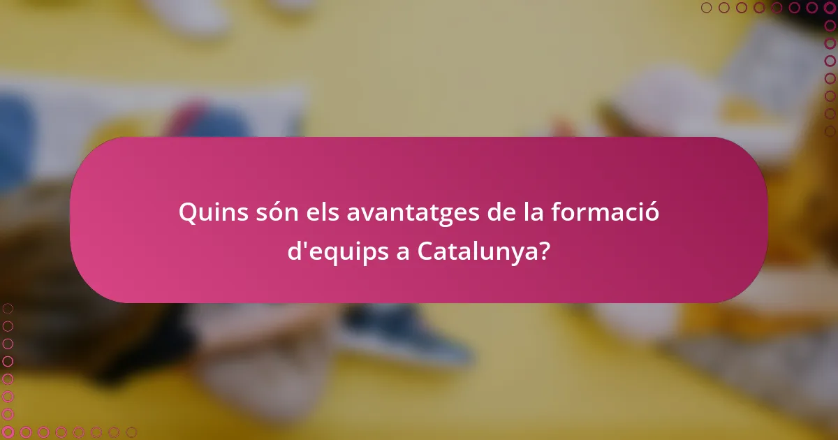 Quins són els avantatges de la formació d'equips a Catalunya?