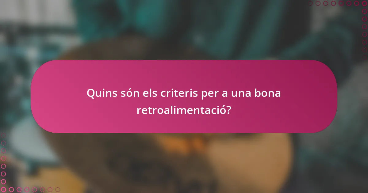 Quins són els criteris per a una bona retroalimentació?